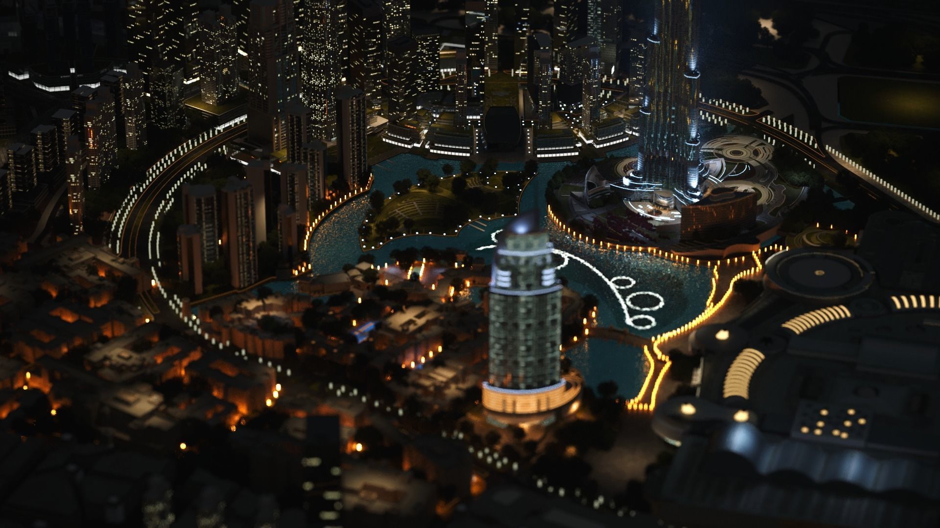 Dubai downtown - detailed with lighting setup 3D model_3