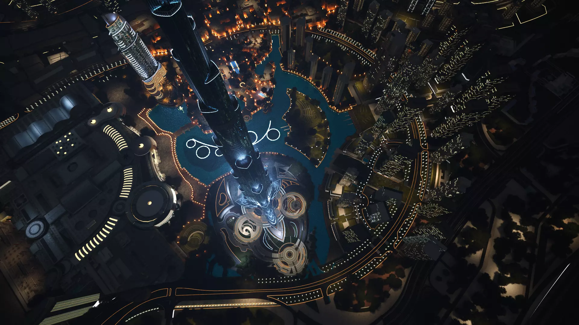 Dubai downtown - detailed with lighting setup 3D model_0