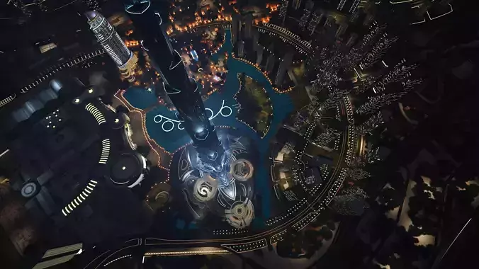Dubai downtown - detailed with lighting setup 3D model