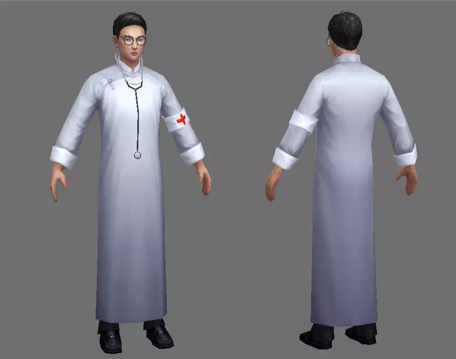 Cartoon Doctor-Republic of China Low-poly 3D model