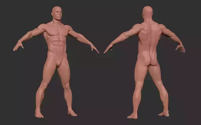 Male Base Mesh Rudi 2021 for modeling  animation and videogames Low-poly 3D model