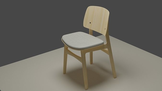 Practice wooden chair with cushion Free 3D model