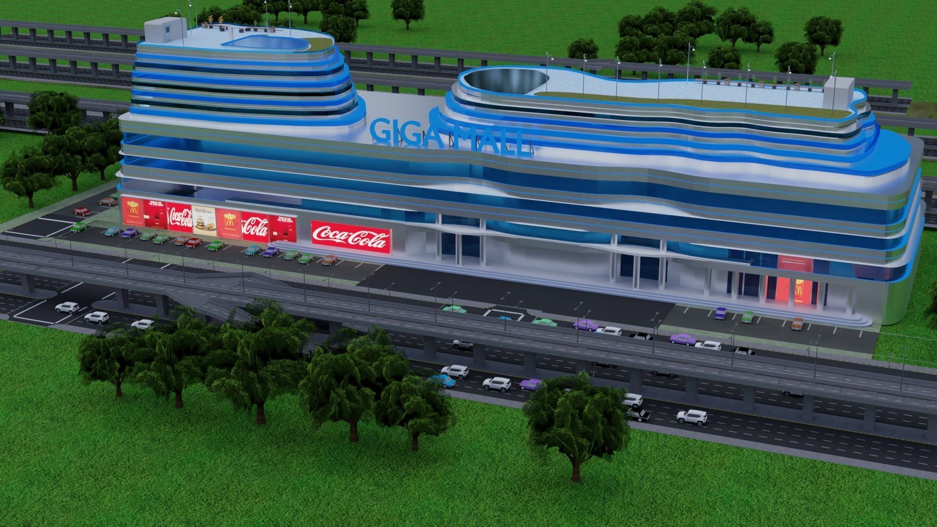 Mall Exterior Free 3D model_3