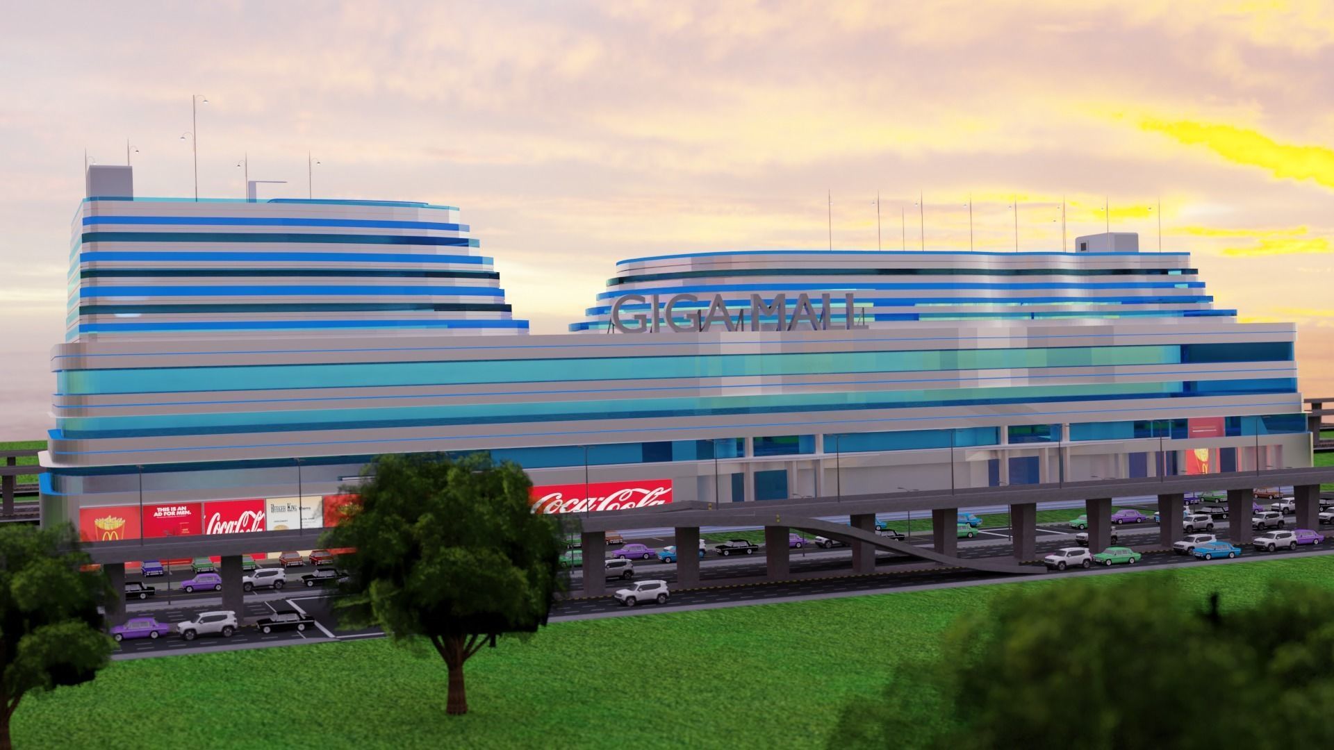 Mall Exterior Free 3D model_7