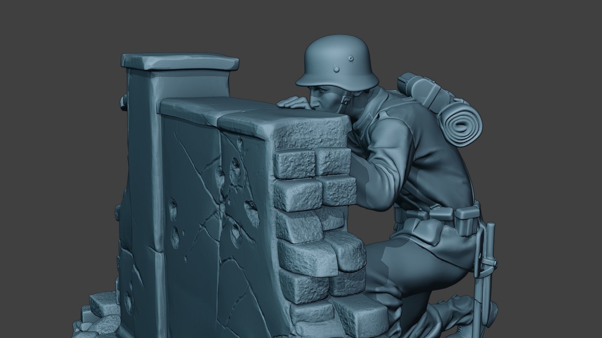 German soldier ww2 cover down G5 3D print model_18