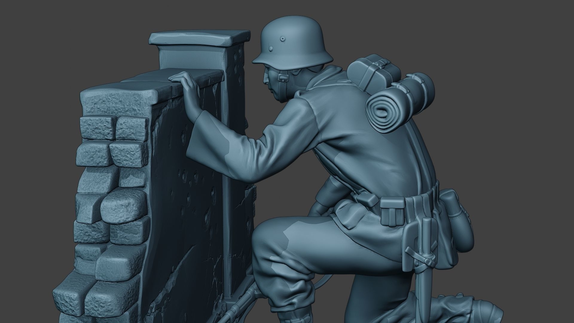 German soldier ww2 cover down G5 3D print model_26