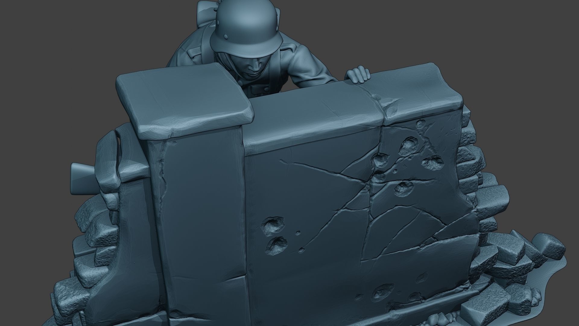 German soldier ww2 cover down G5 3D print model_19