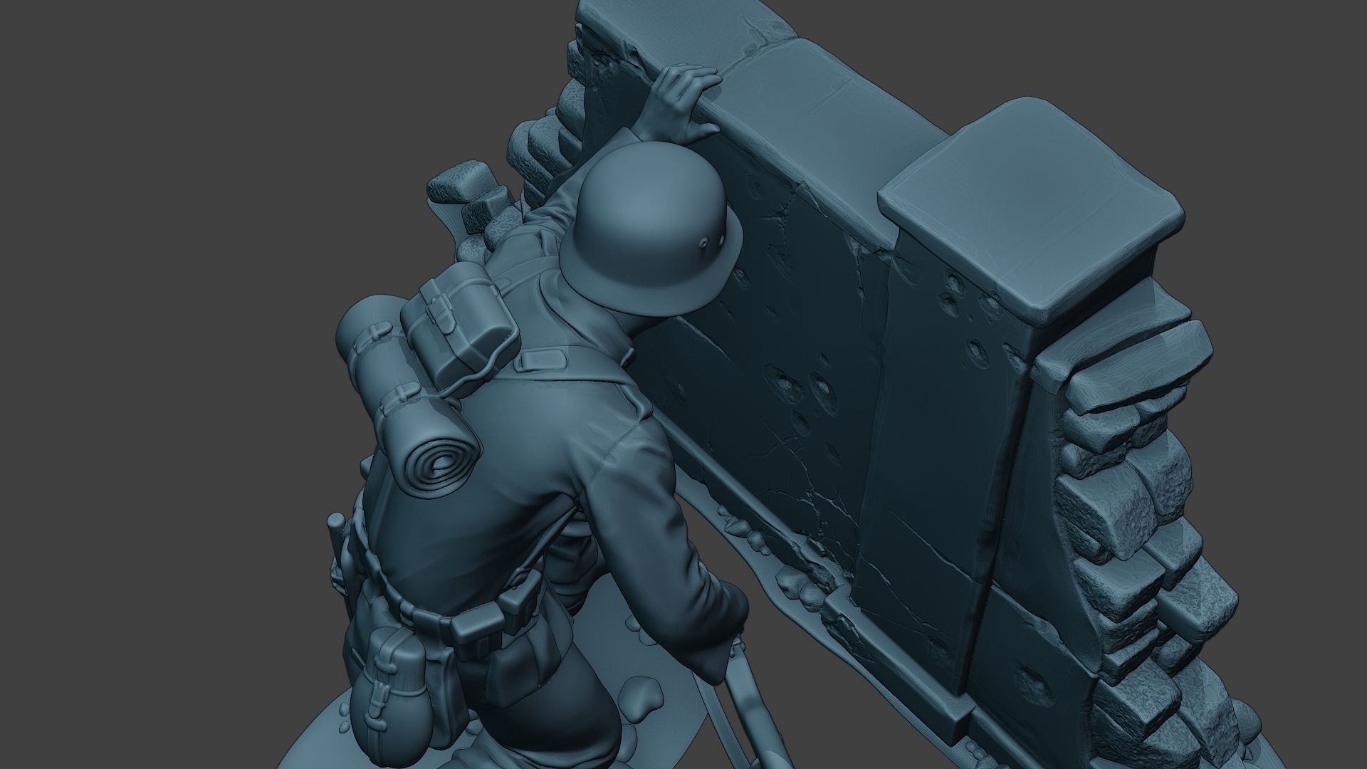 German soldier ww2 cover down G5 3D print model_22