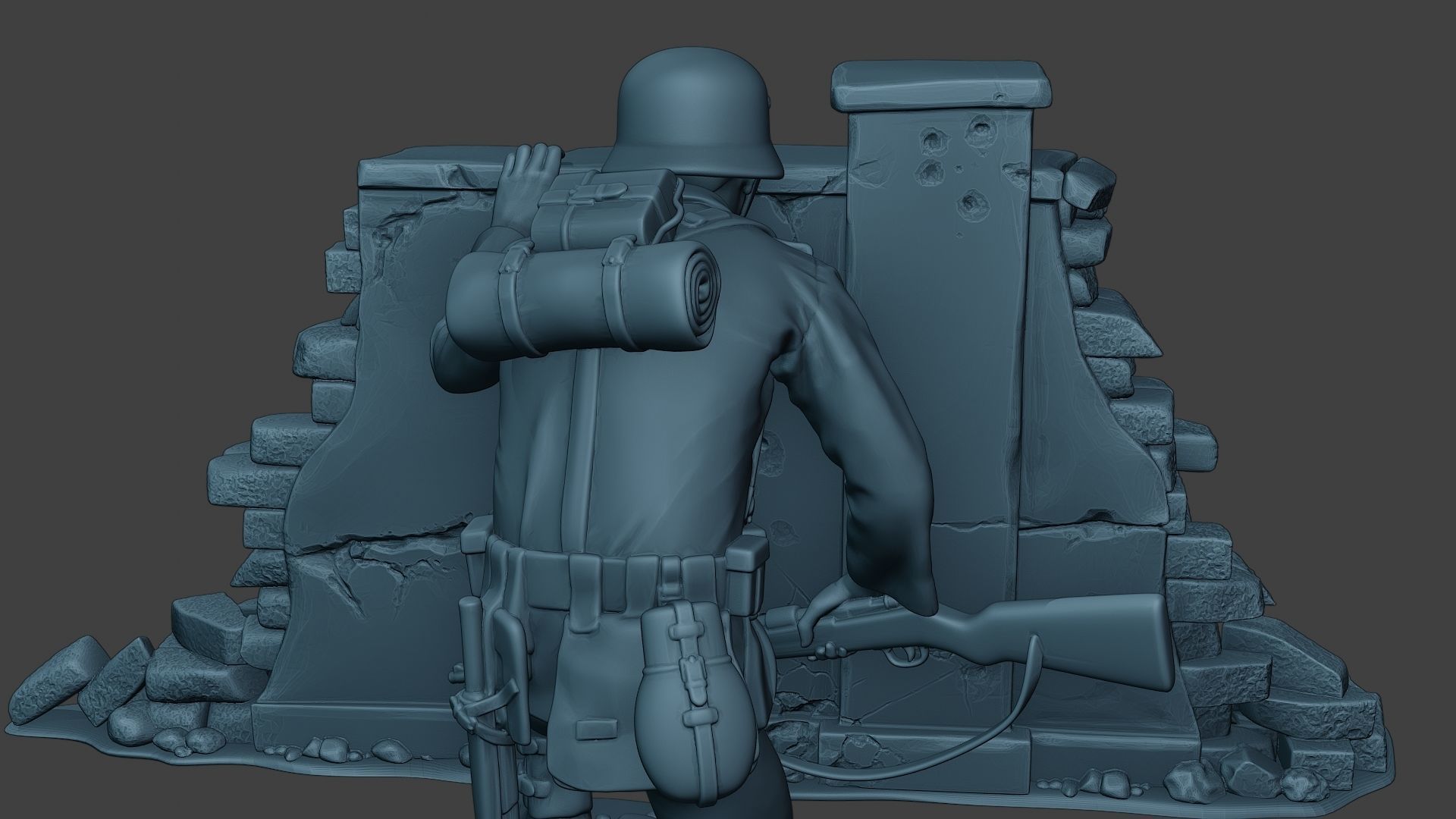 German soldier ww2 cover down G5 3D print model_25