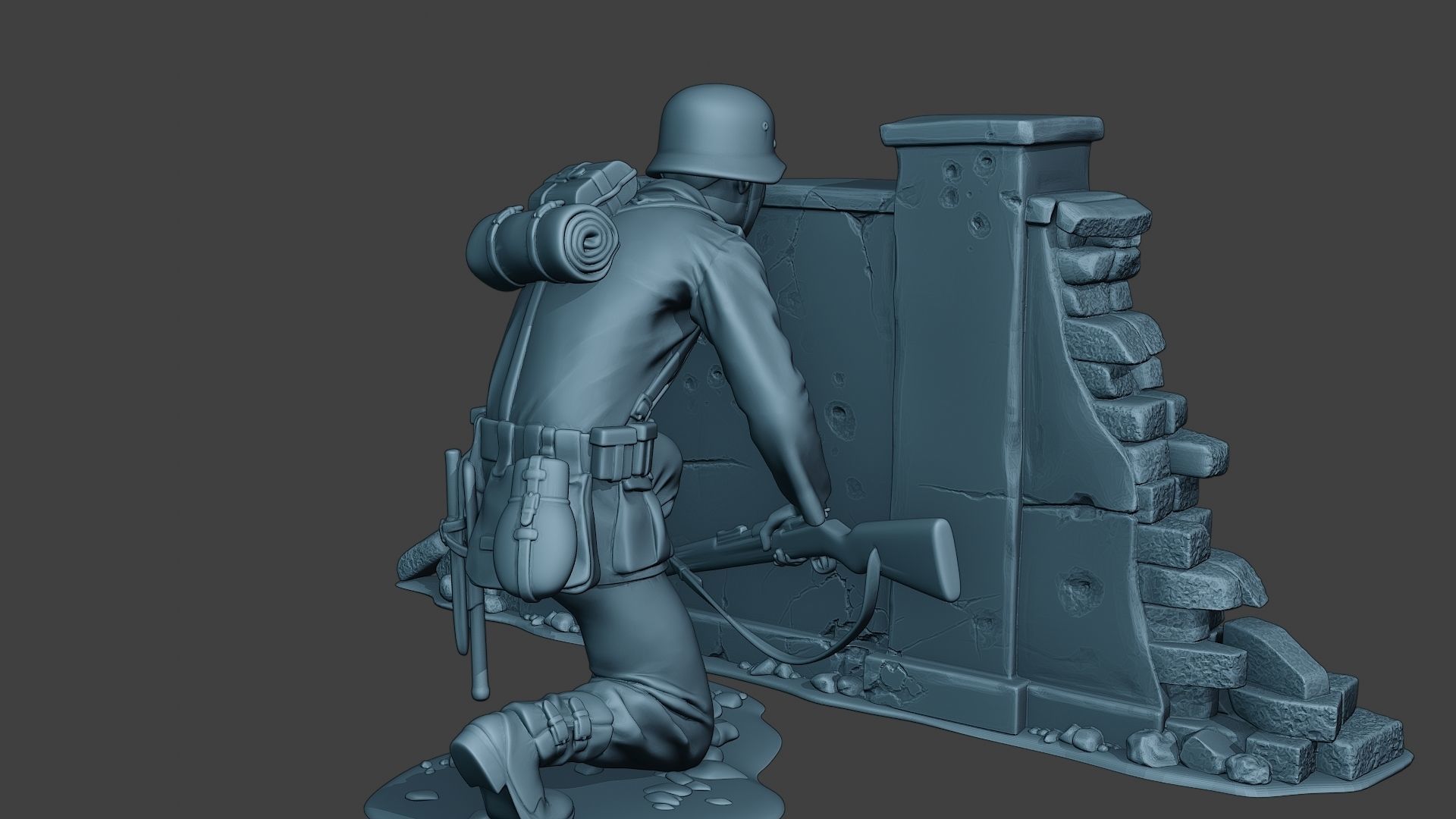 German soldier ww2 cover down G5 3D print model_7