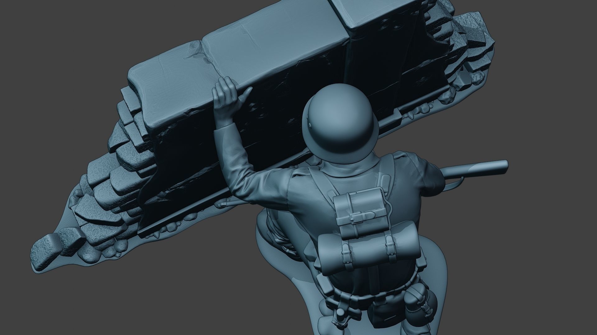 German soldier ww2 cover down G5 3D print model_16