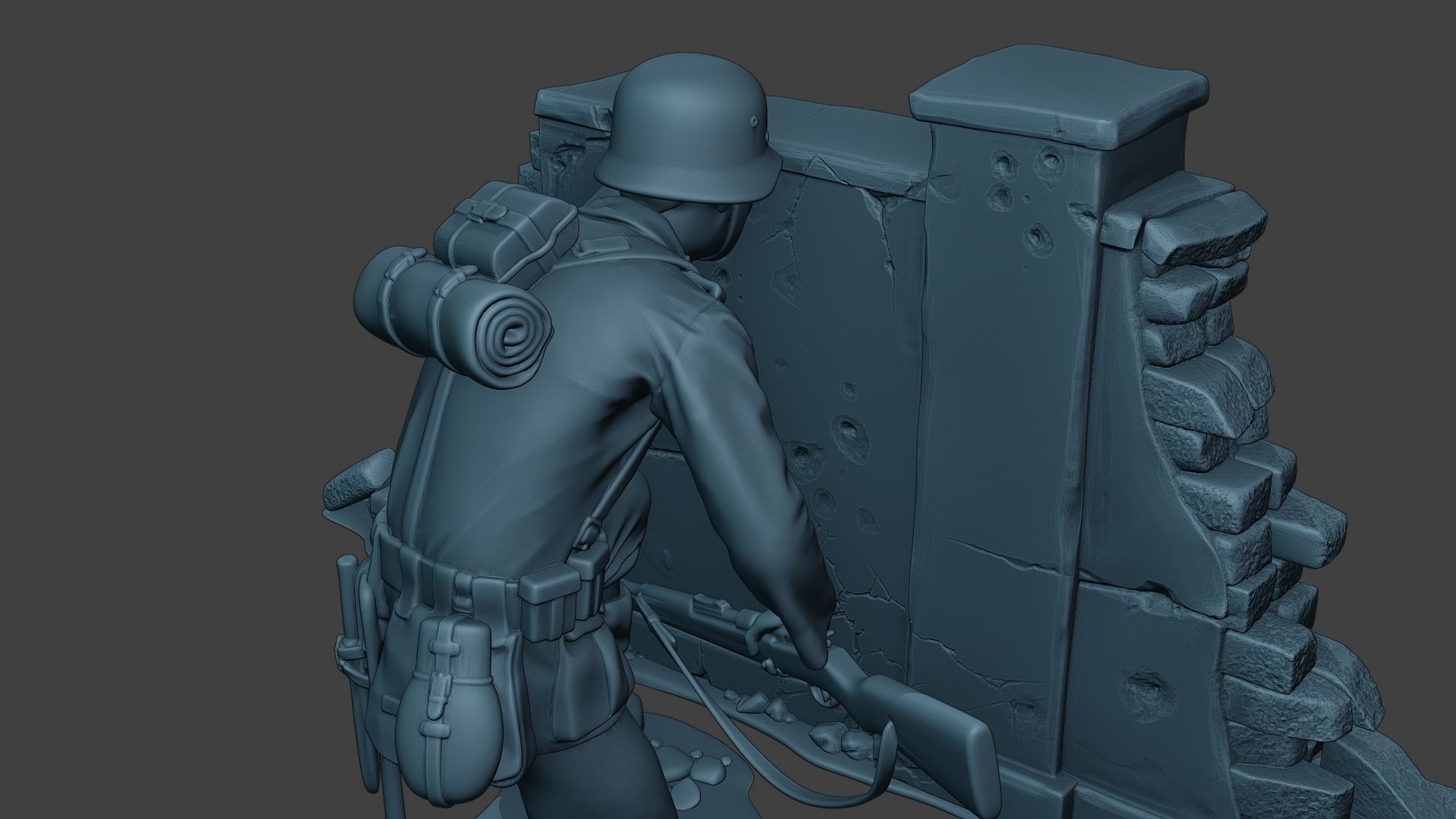 German soldier ww2 cover down G5 3D print model_24