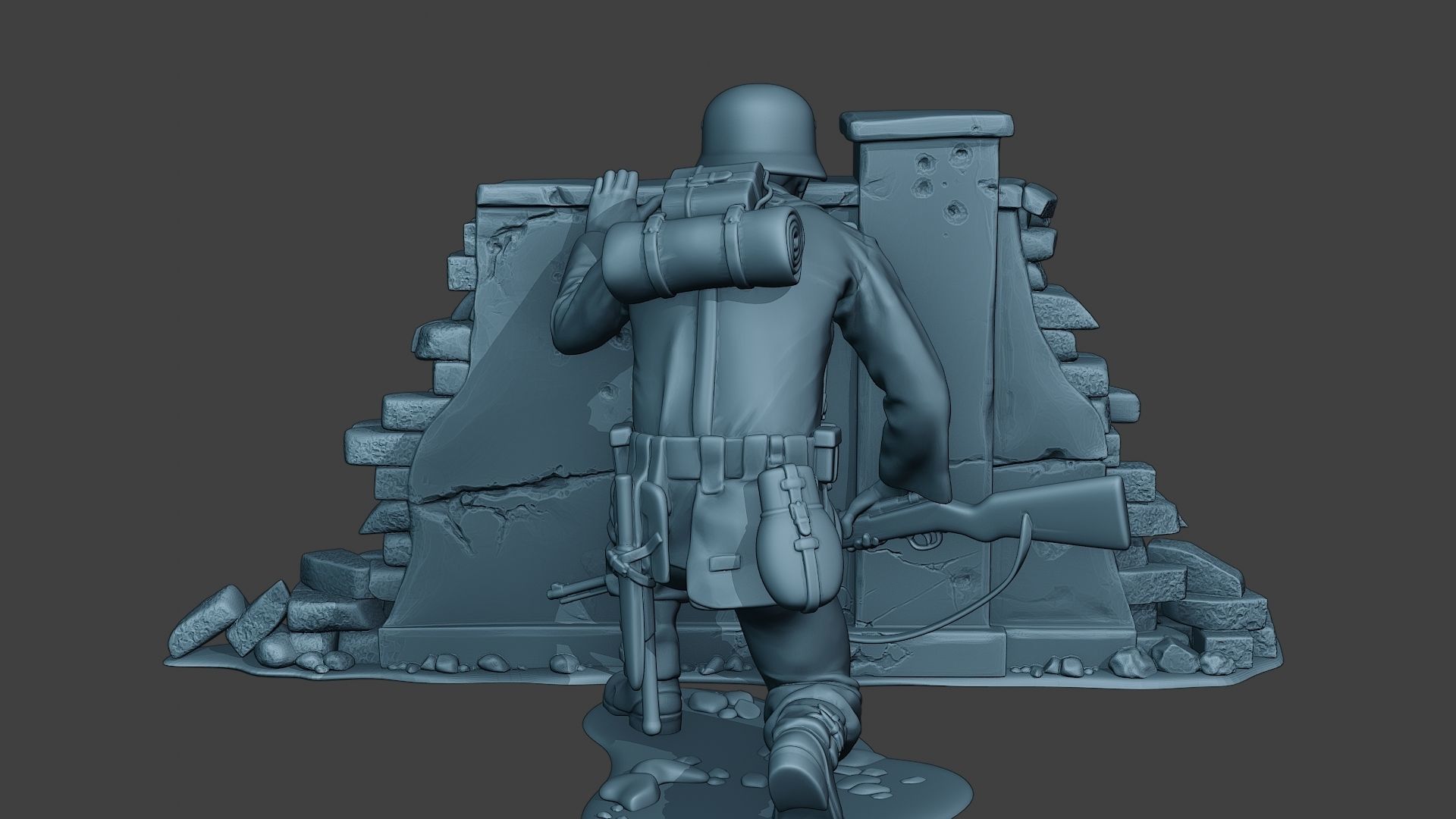 German soldier ww2 cover down G5 3D print model_6