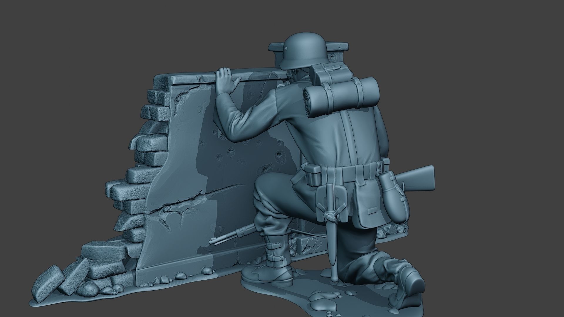 German soldier ww2 cover down G5 3D print model_5