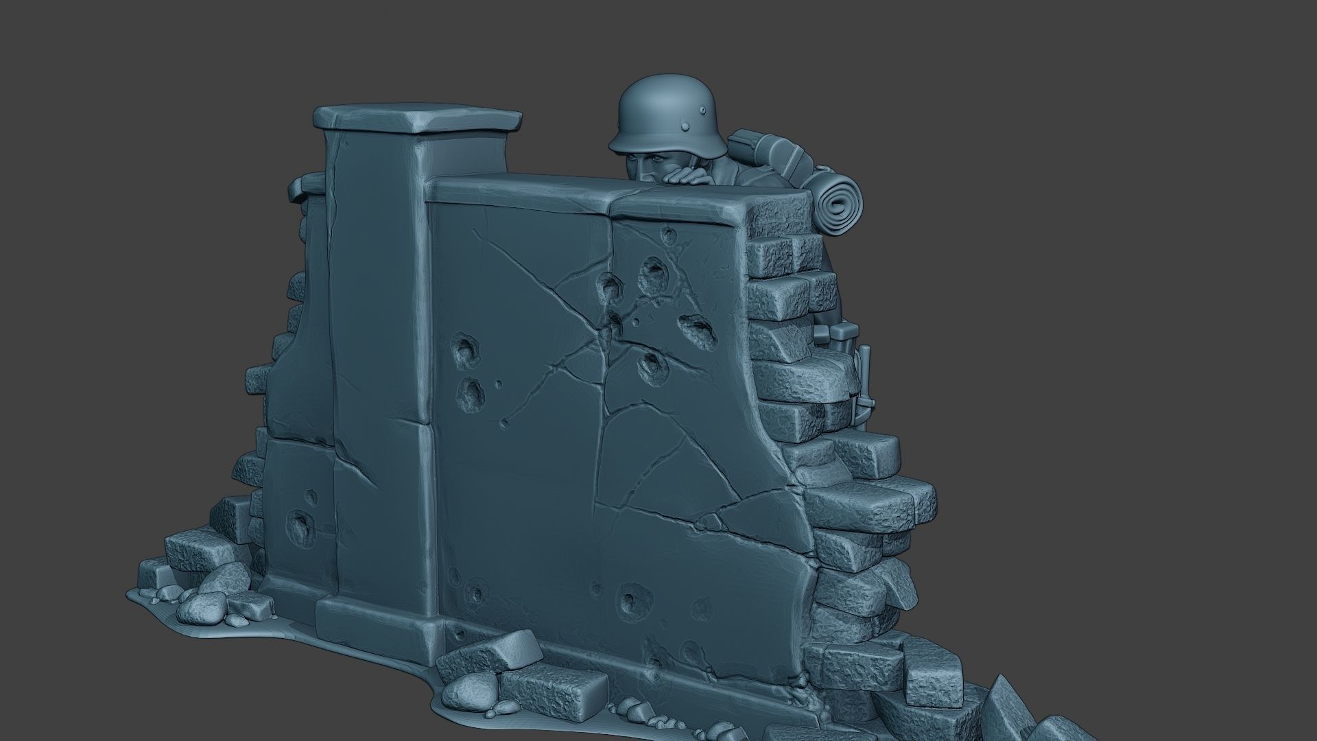 German soldier ww2 cover down G5 3D print model_2