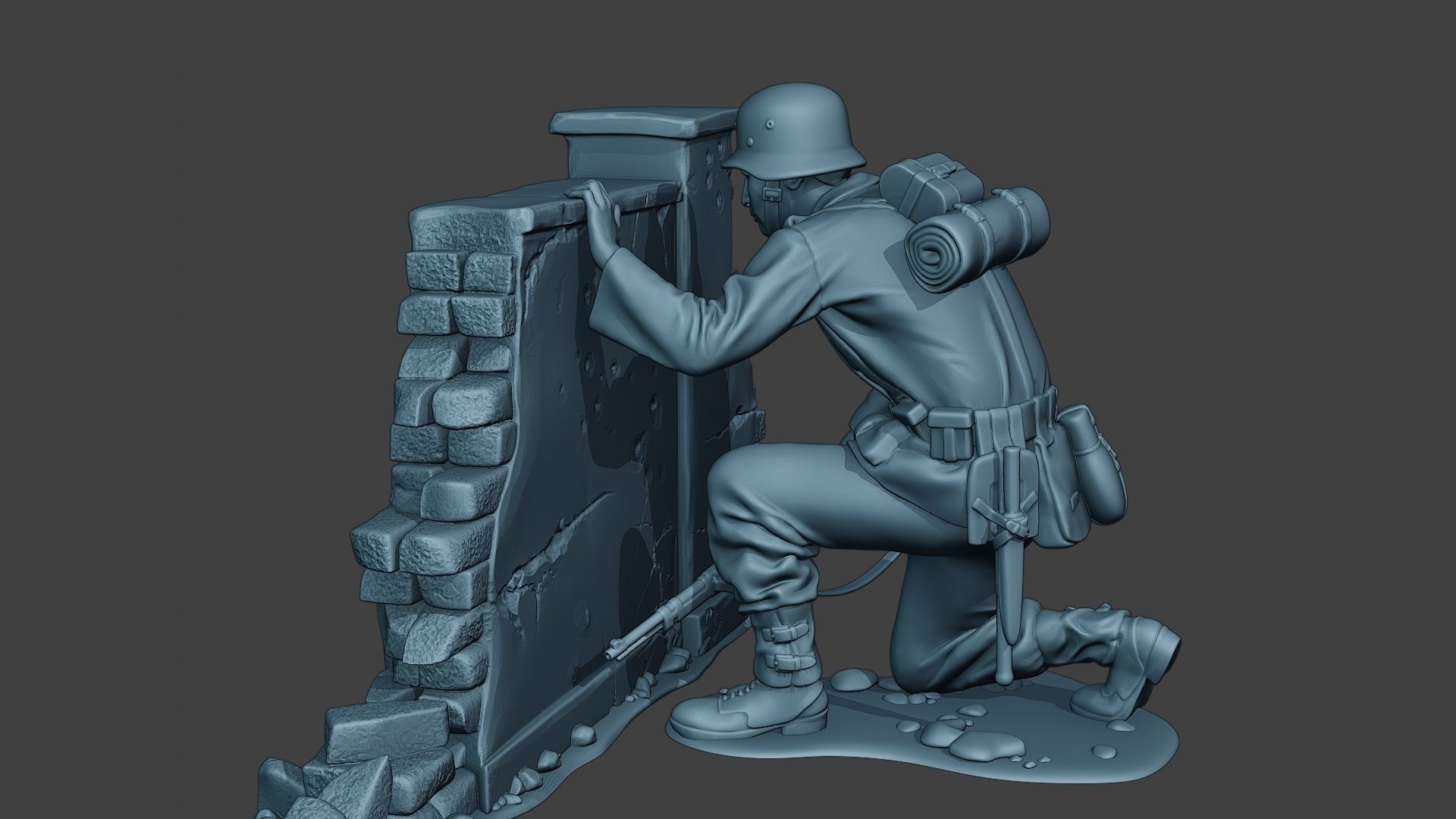 German soldier ww2 cover down G5 3D print model_4