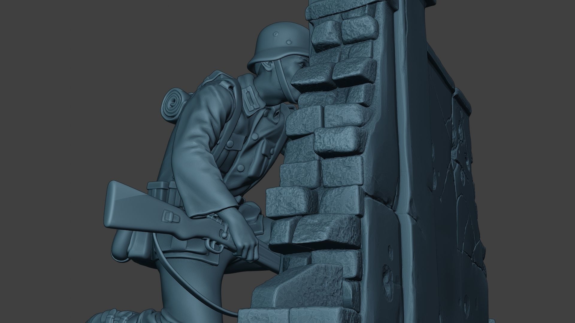 German soldier ww2 cover down G5 3D print model_29