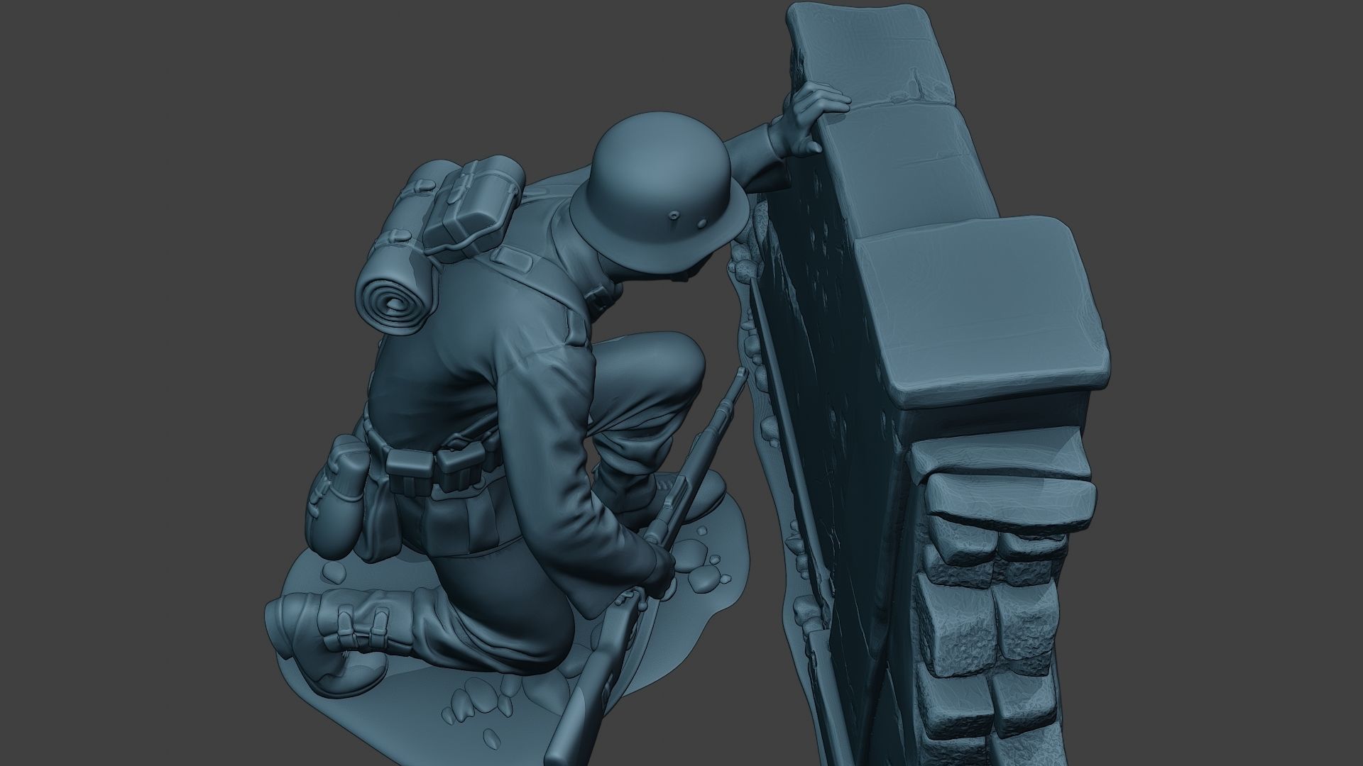 German soldier ww2 cover down G5 3D print model_23