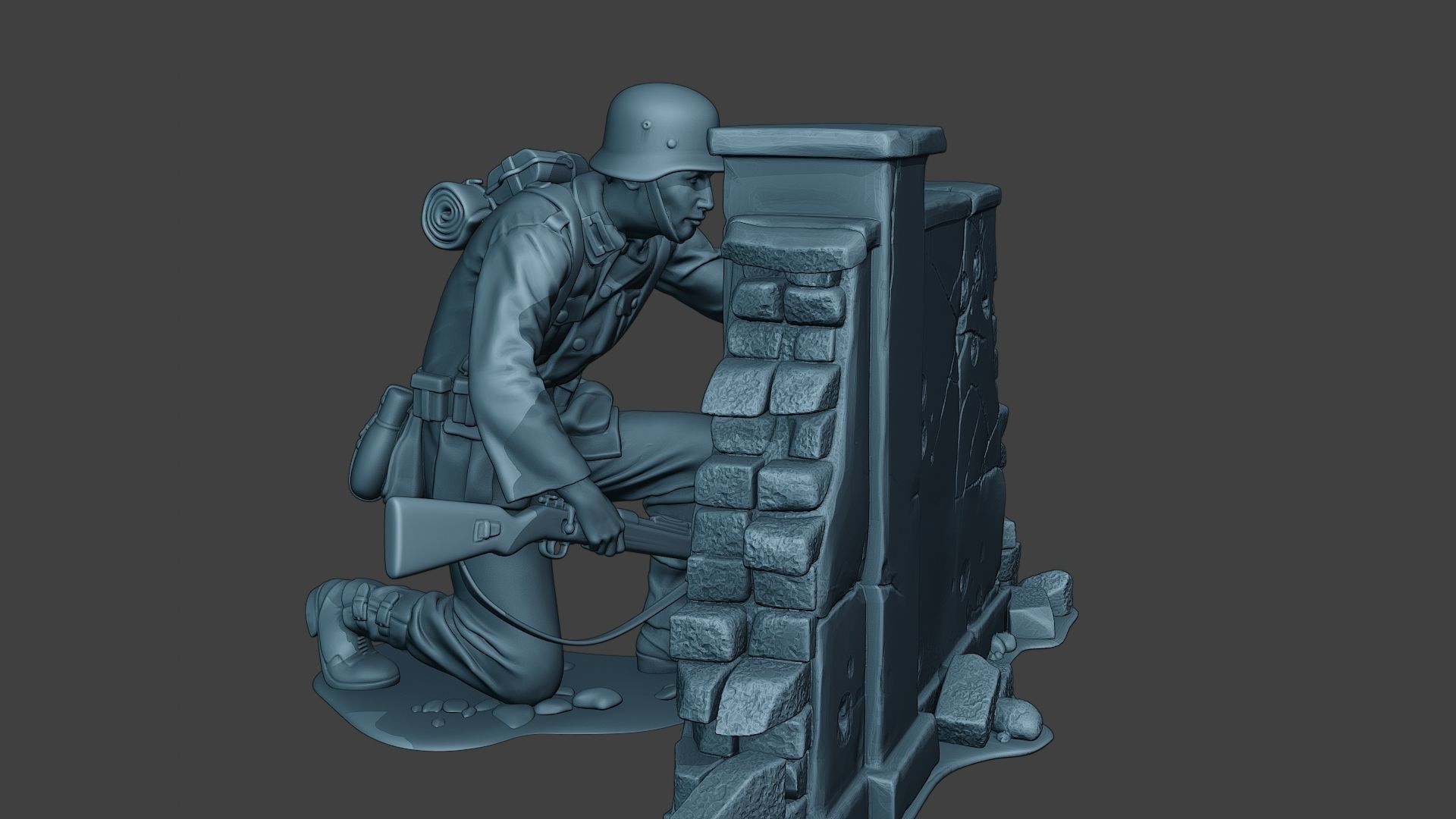 German soldier ww2 cover down G5 3D print model_9