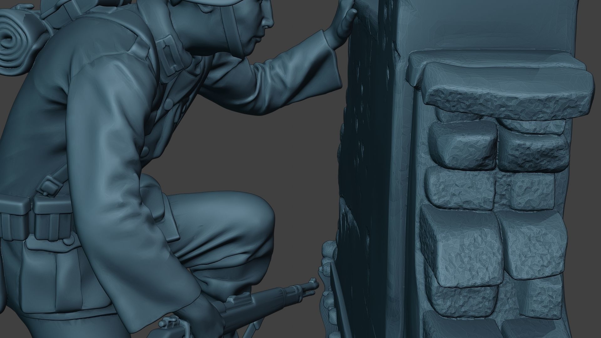 German soldier ww2 cover down G5 3D print model_20