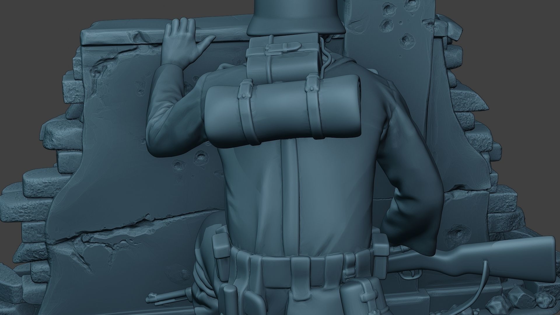 German soldier ww2 cover down G5 3D print model_21