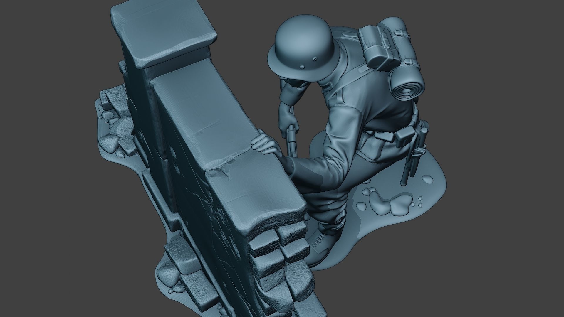 German soldier ww2 cover down G5 3D print model_15