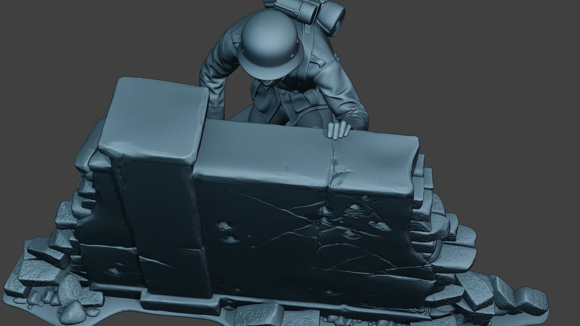 German soldier ww2 cover down G5 3D print model_14