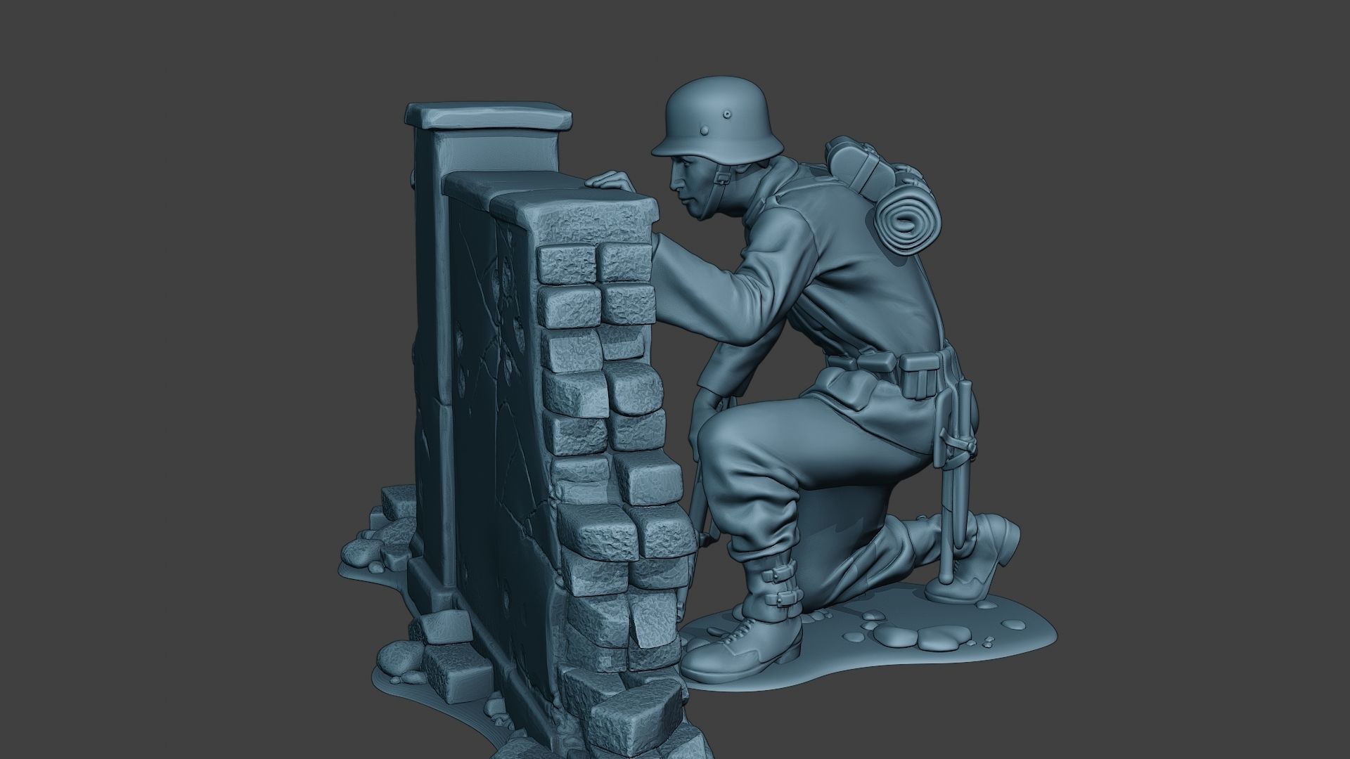 German soldier ww2 cover down G5 3D print model_3