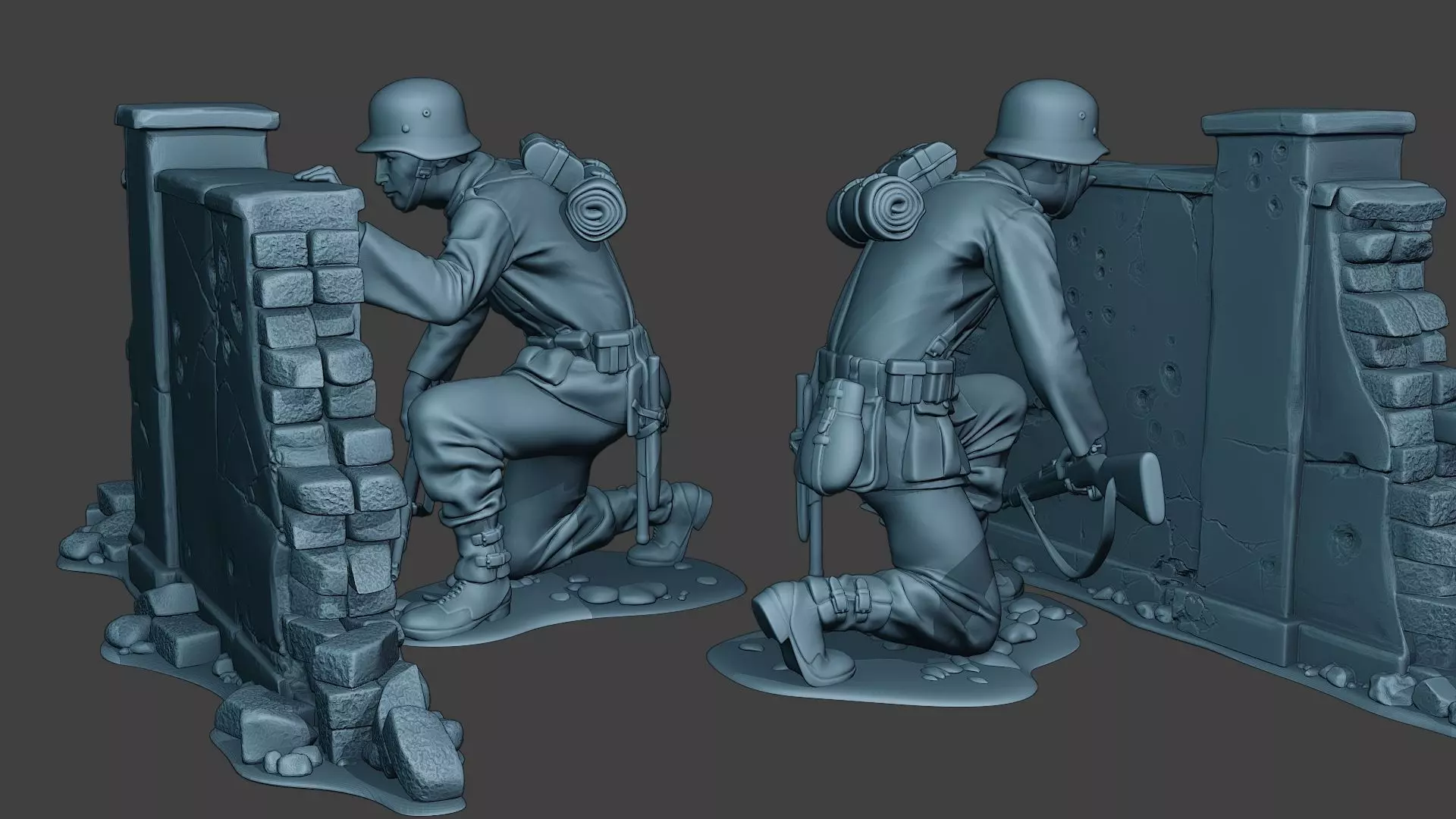 German soldier ww2 cover down G5 3D print model_0