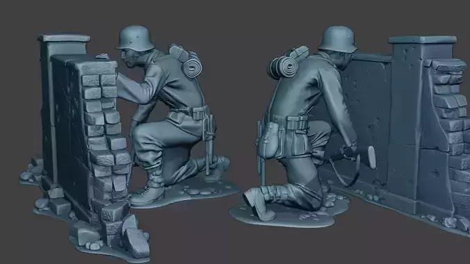 German soldier ww2 cover down G5 3D print model