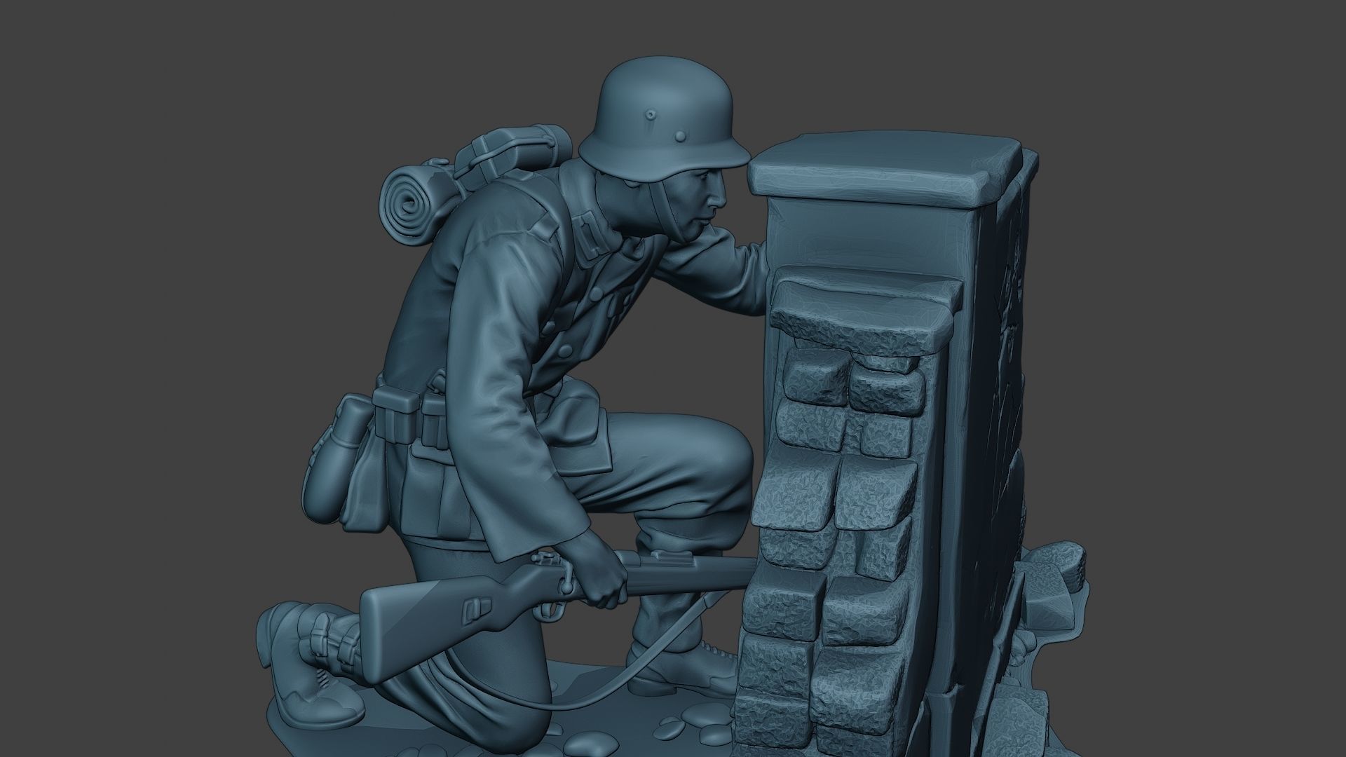 German soldier ww2 cover down G5 3D print model_30