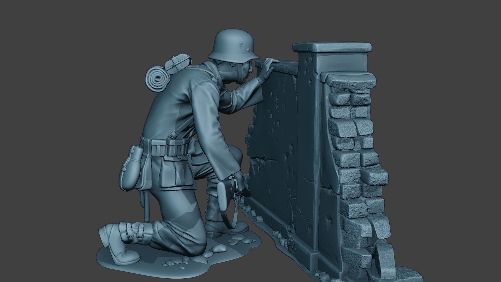 German soldier ww2 cover down G5 3D print model_8
