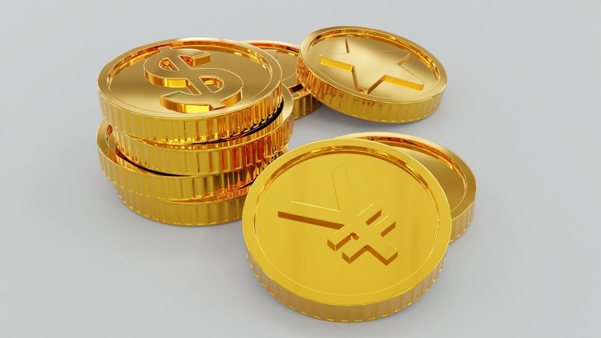 3D coins and grow 3D model_1