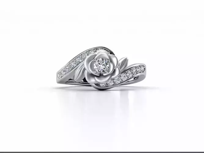 ZDR059 engagement ring gold with diamonds