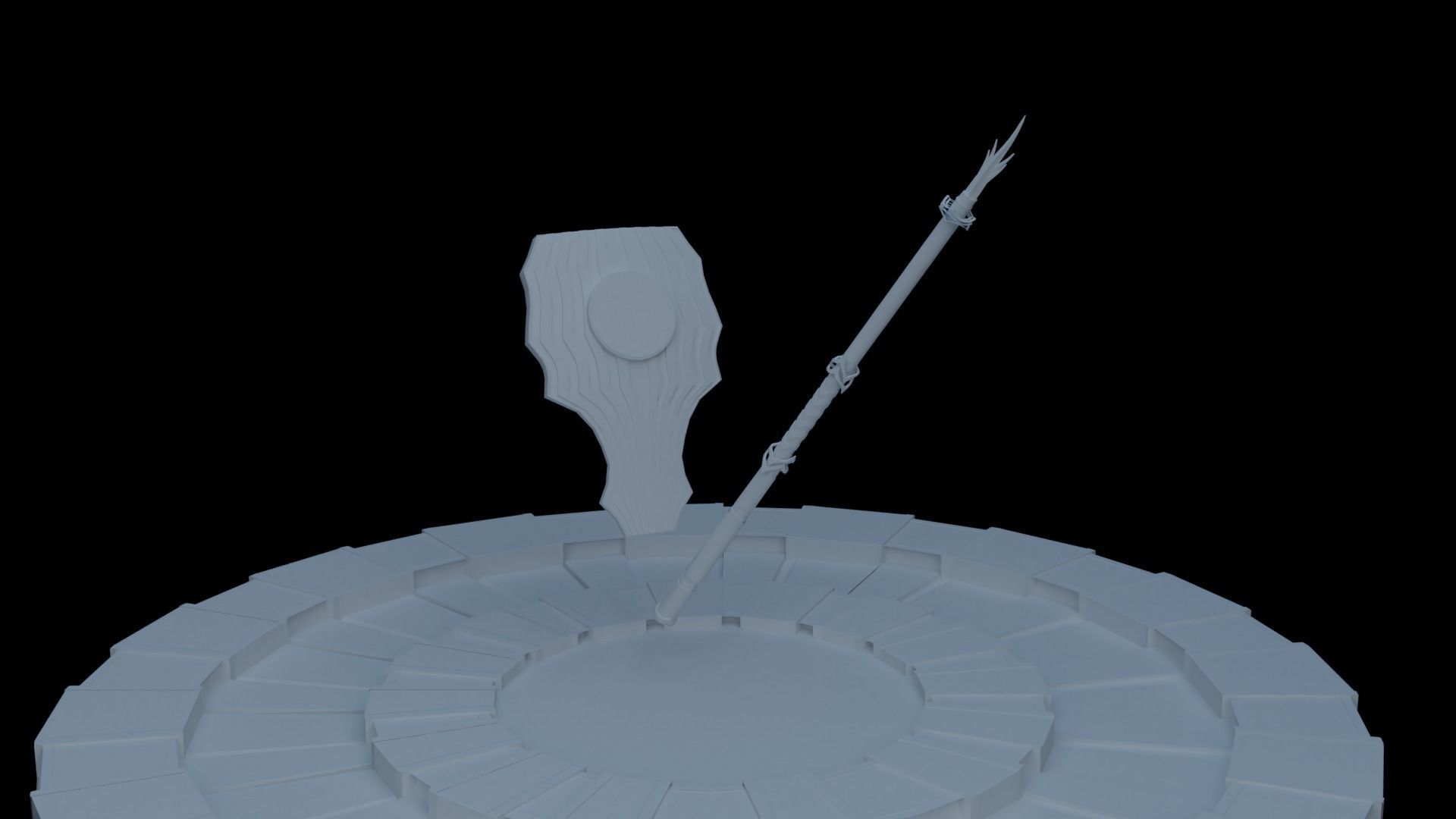 Dark knight Shield and spear Free 3D model_2