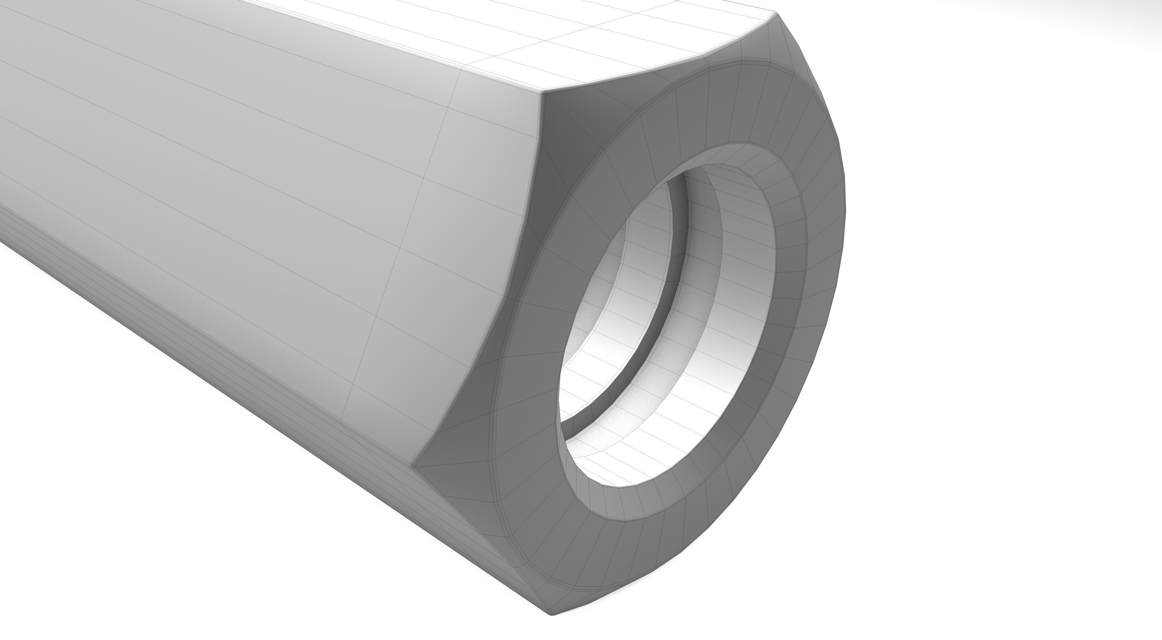 Coupling Nut Low-poly 3D model_10