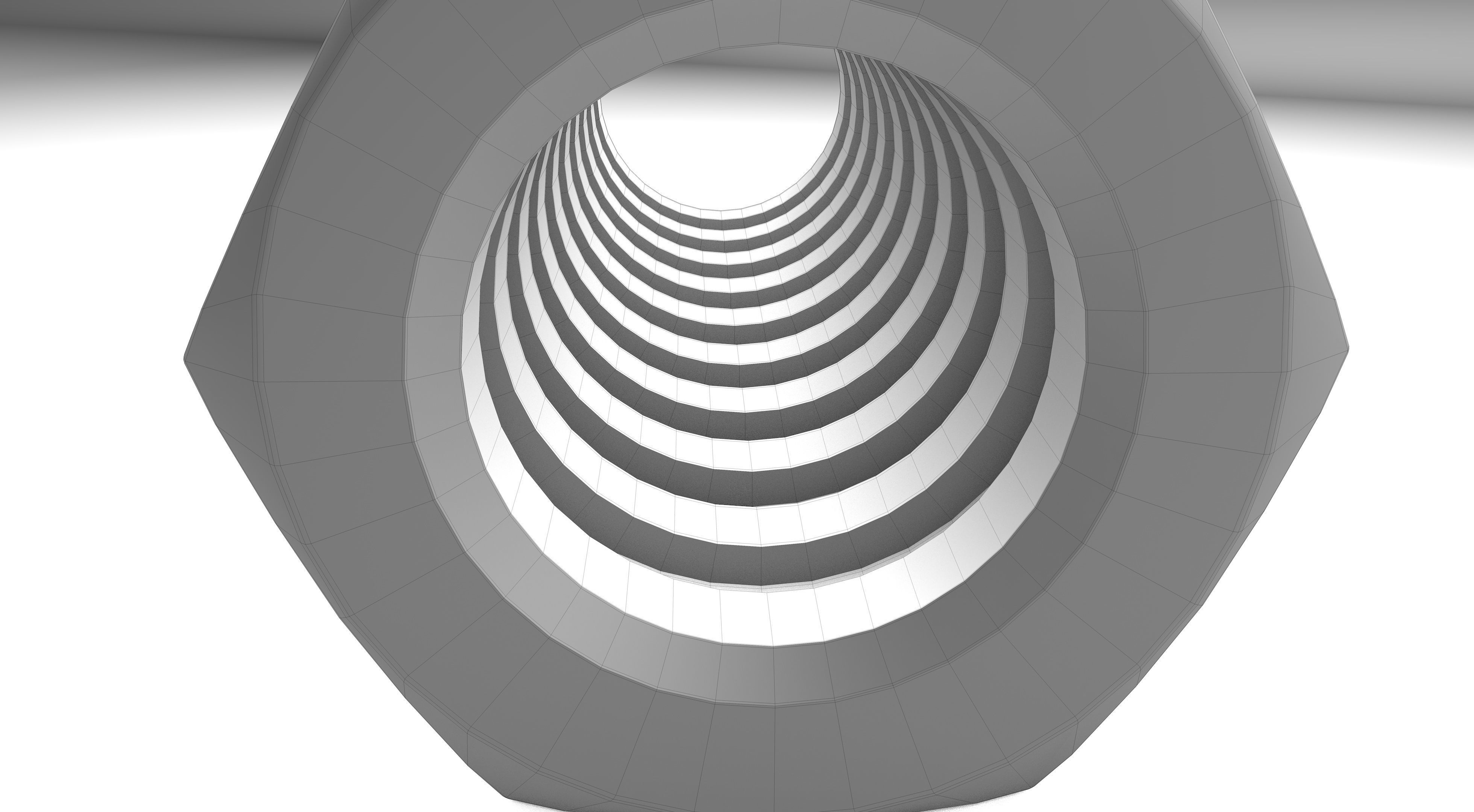 Coupling Nut Low-poly 3D model_9