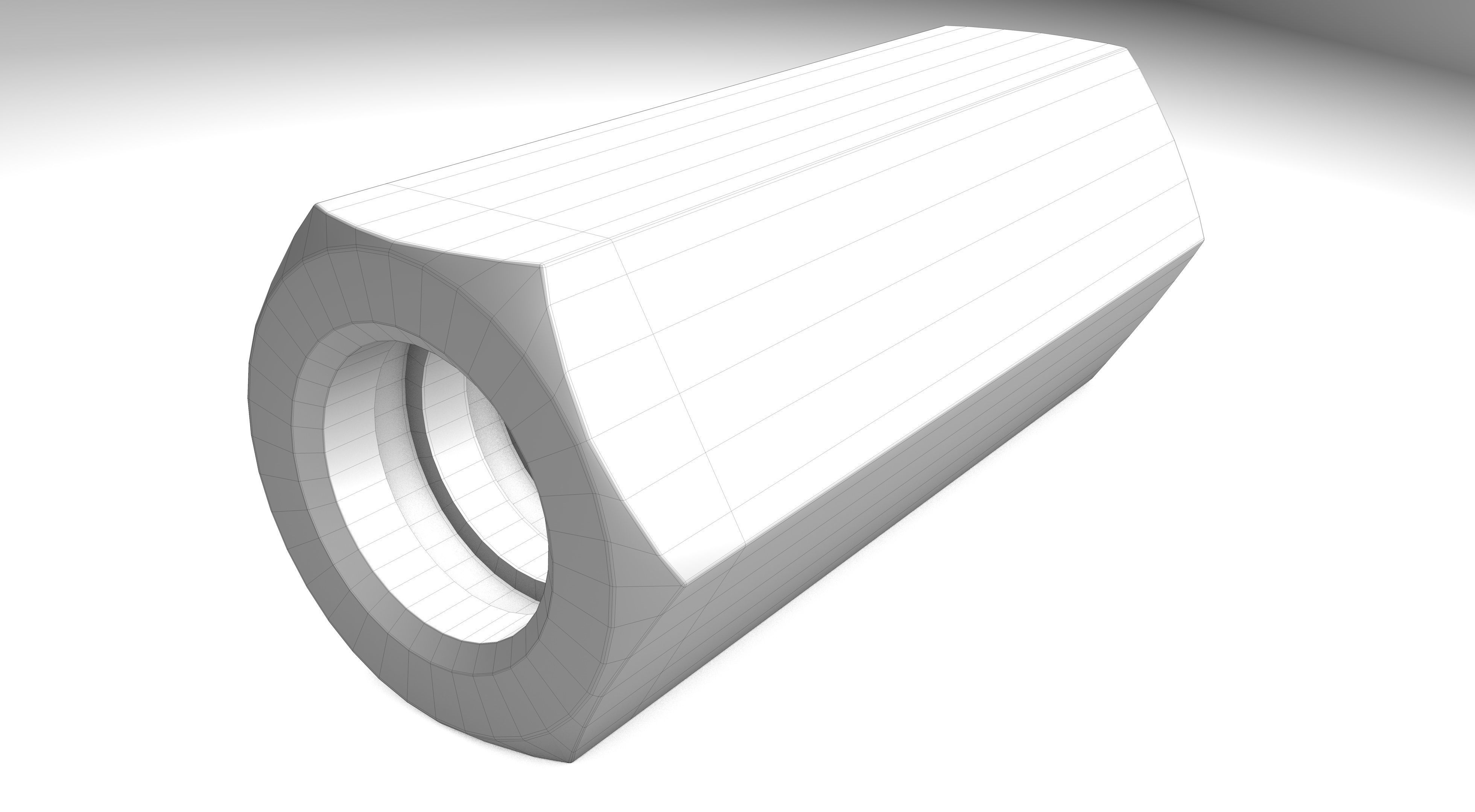 Coupling Nut Low-poly 3D model_6