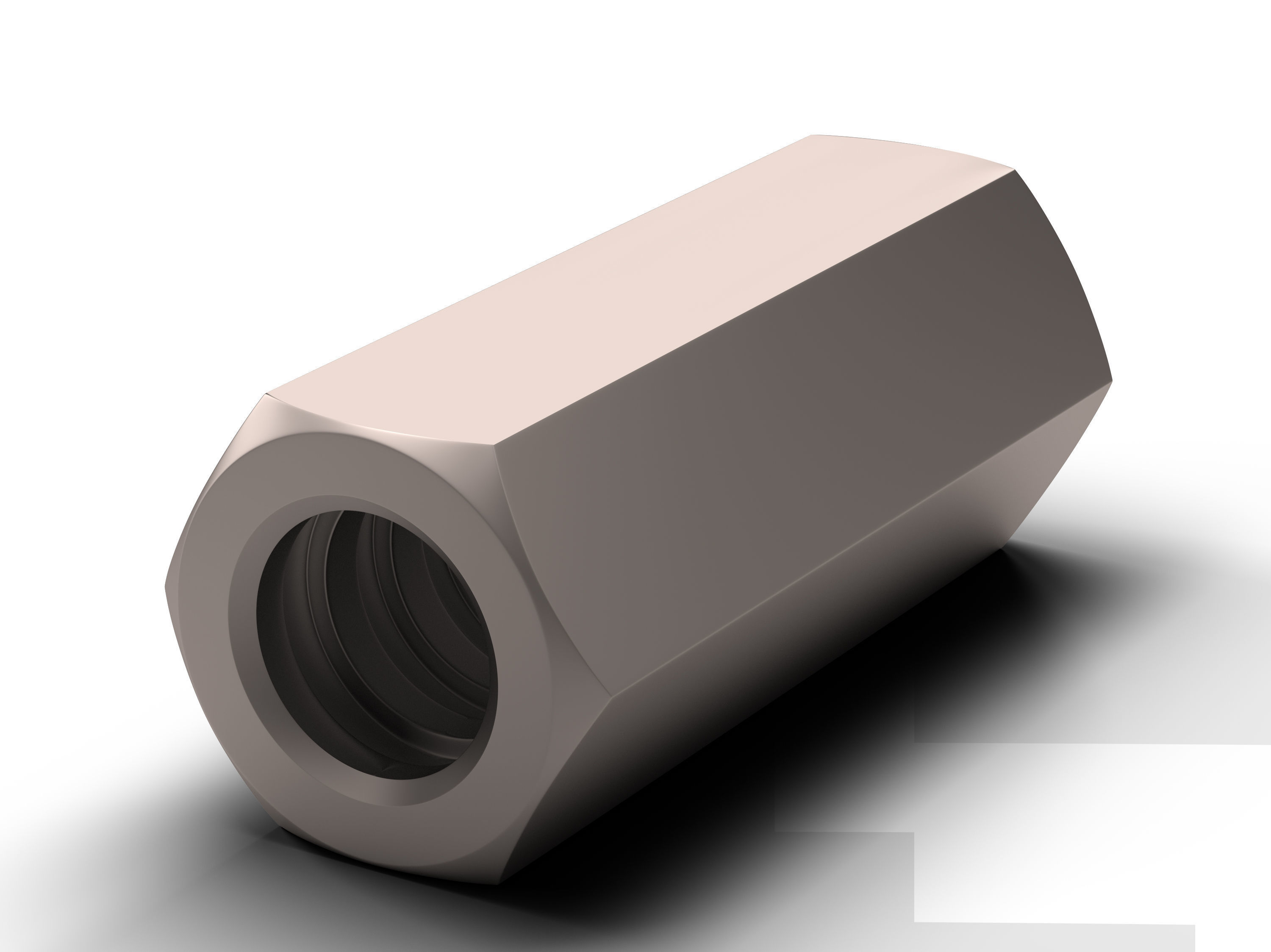 Coupling Nut Low-poly 3D model_5