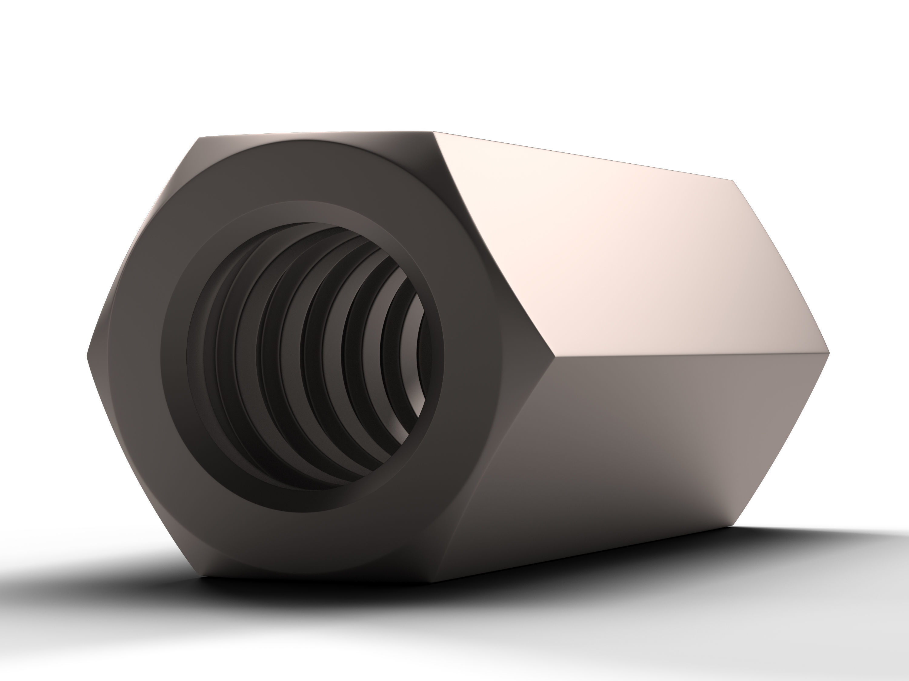 Coupling Nut Low-poly 3D model_3