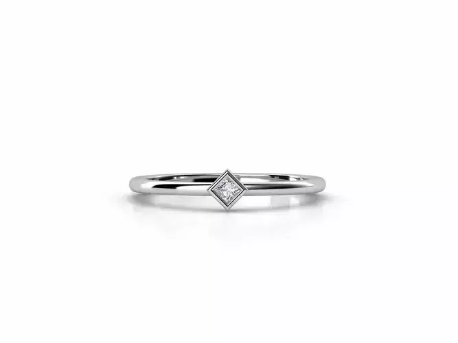 ZDR063 sterling silver ring with square cut diamond