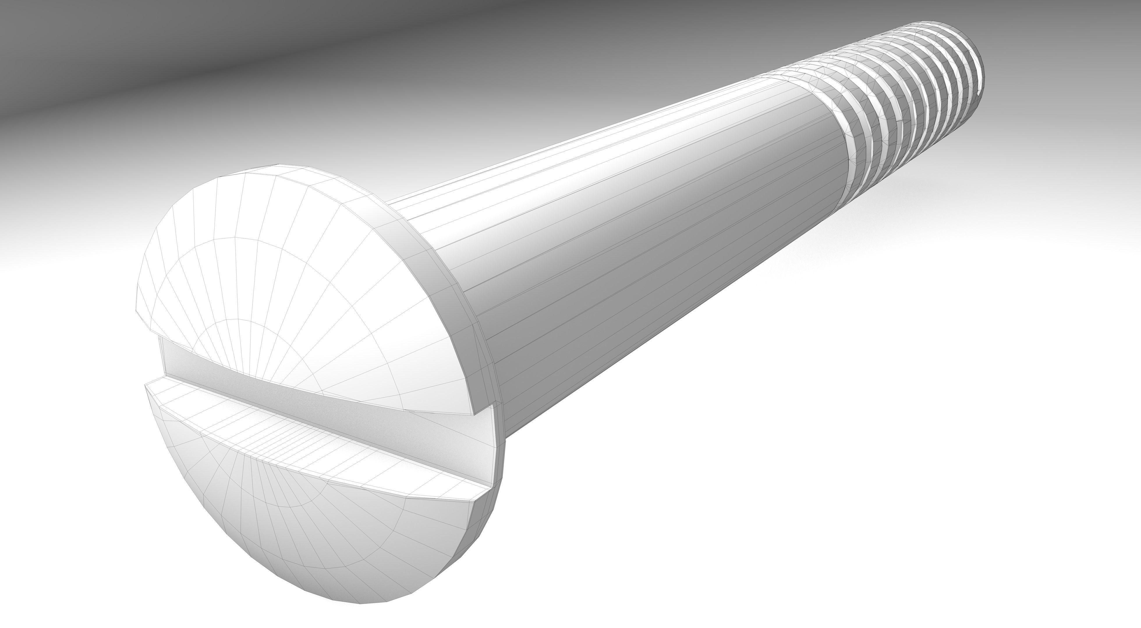 Flat Screw Low-poly 3D model_6