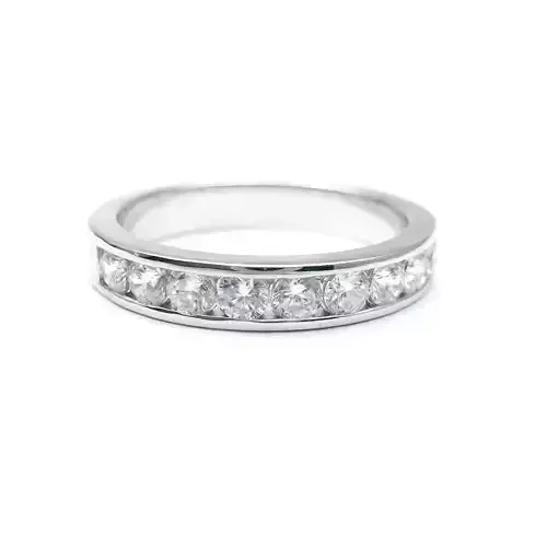 3DM Format Round cut half eternity wedding band