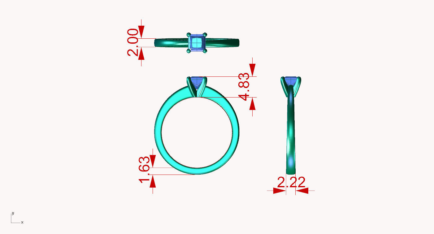 ZDR069 engagement ring with princess cut diamond 3D print model_5