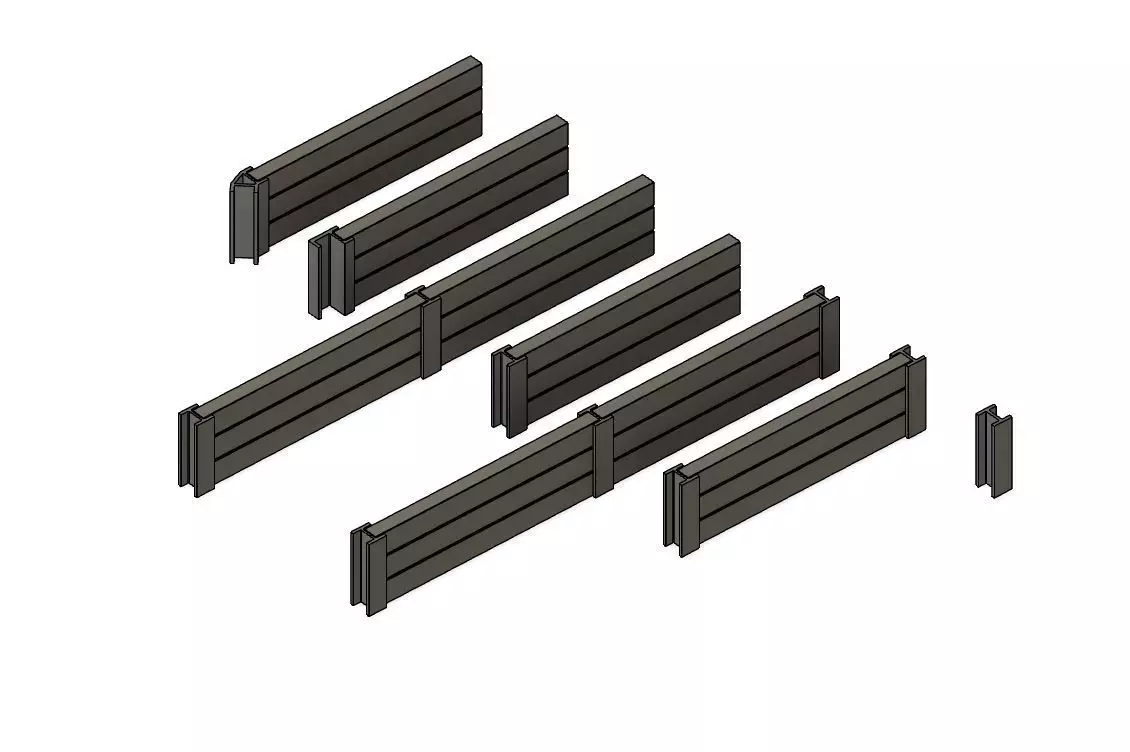 Model Railway Sleeper Retaining Wall - 3 Sleeper High 3D print model_0