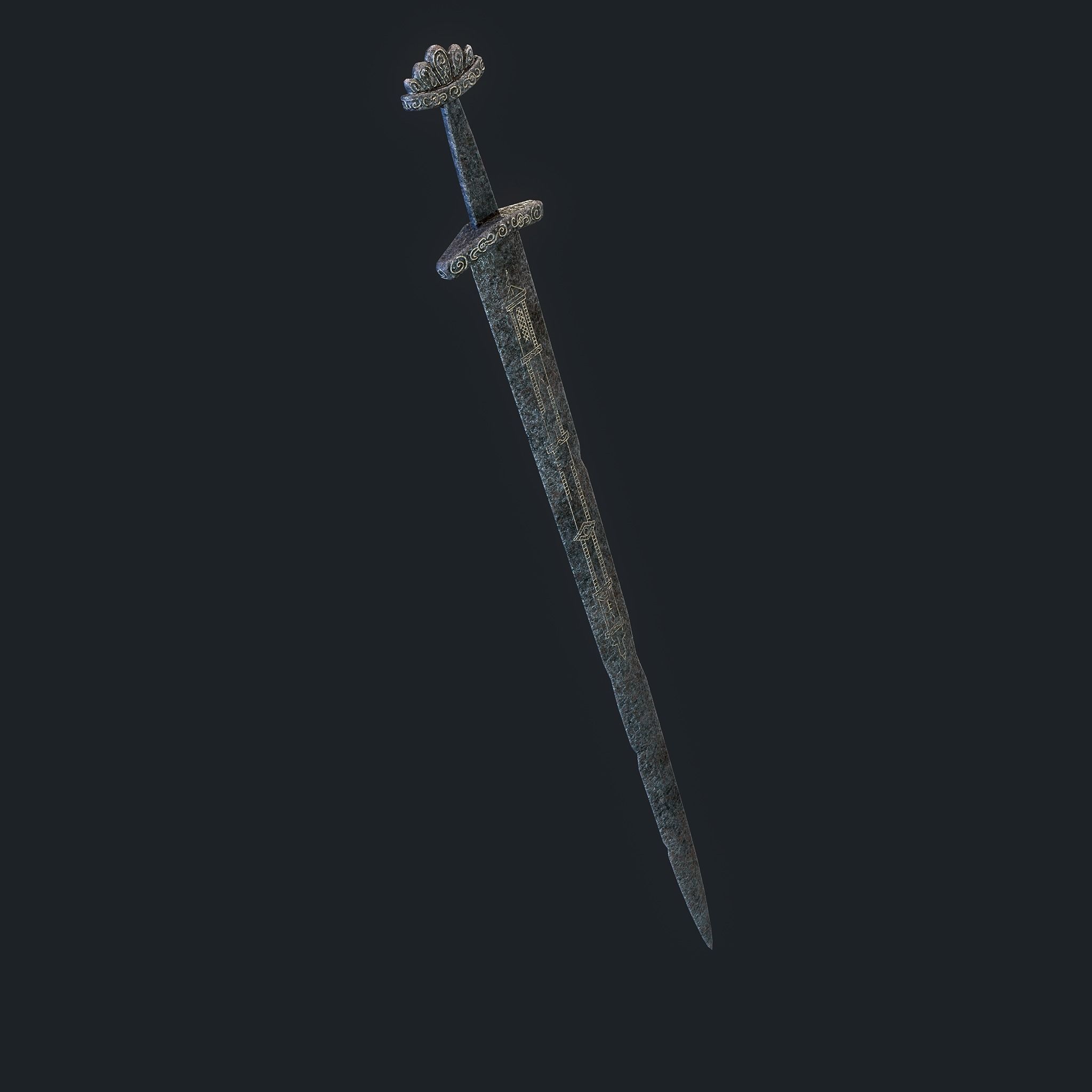 Viking Sword Inlaid Low-poly 3D model_15