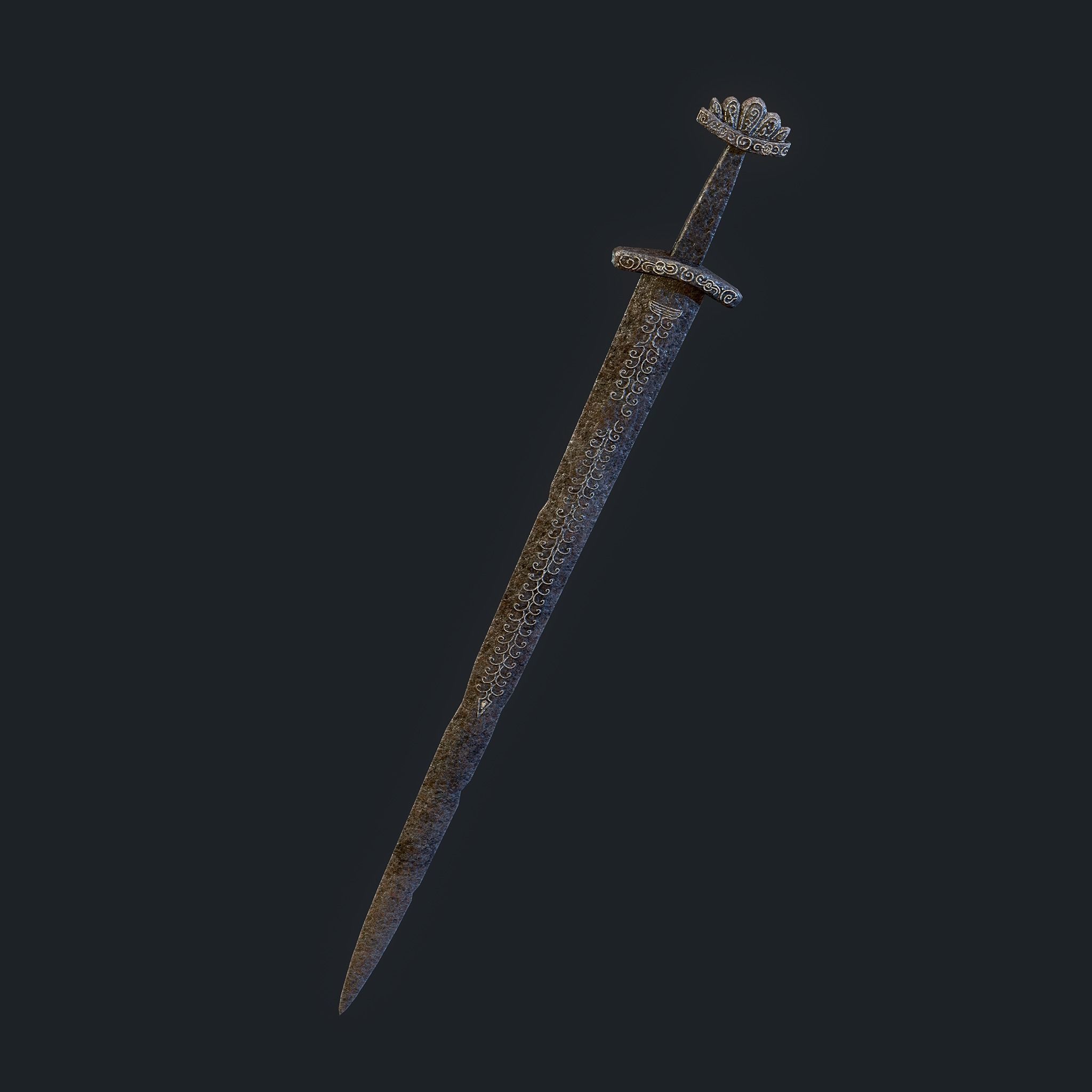 Viking Sword Inlaid Low-poly 3D model_18