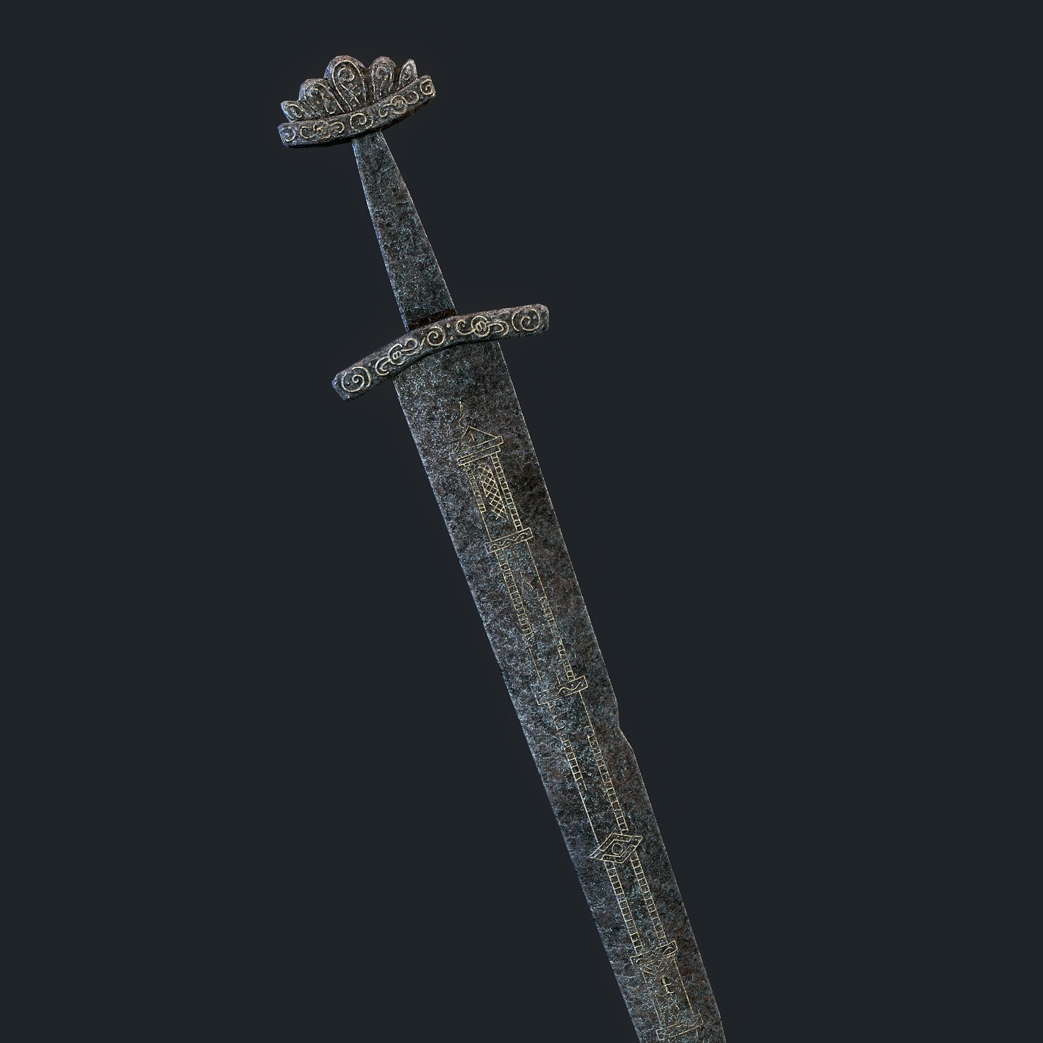 Viking Sword Inlaid Low-poly 3D model_4