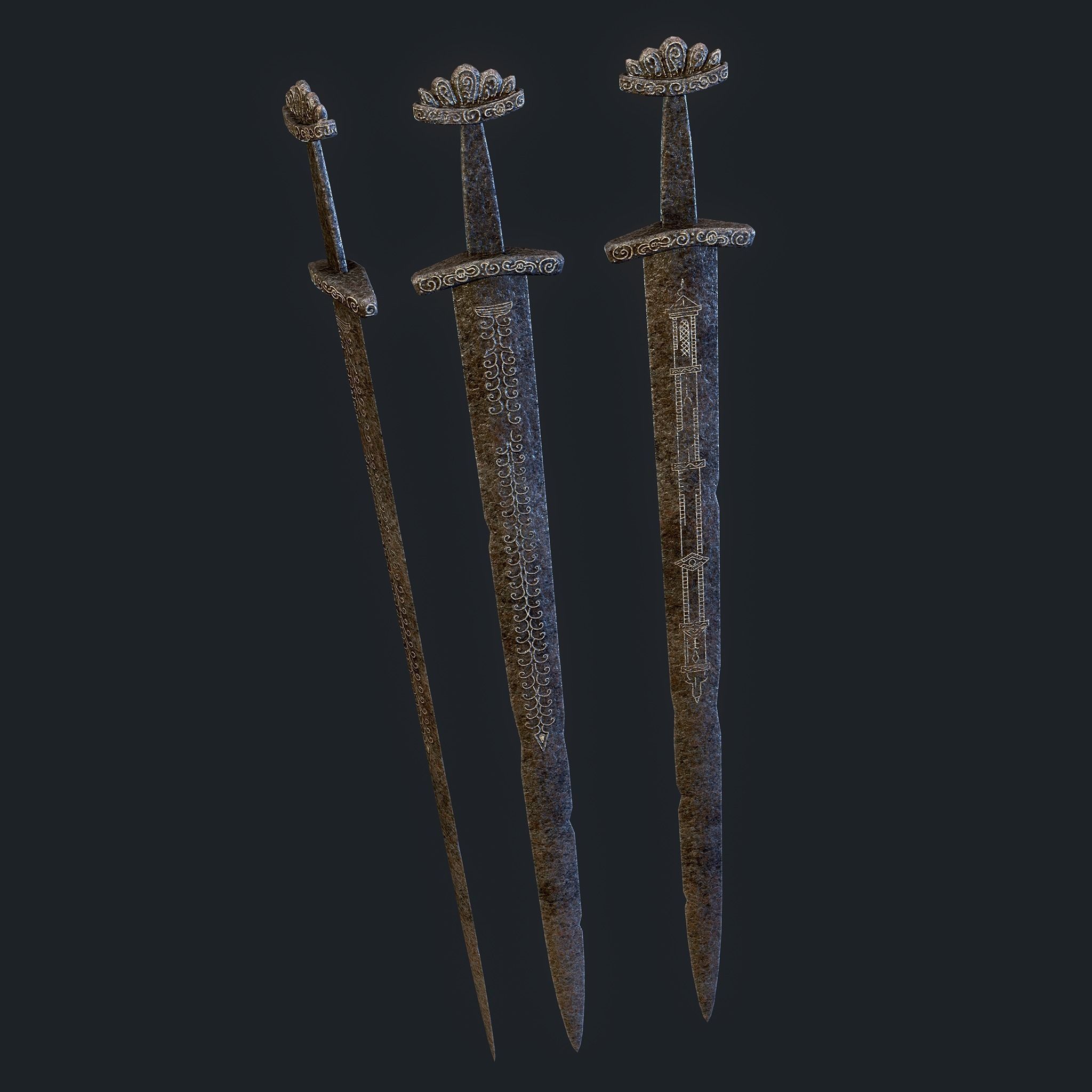 Viking Sword Inlaid Low-poly 3D model_25