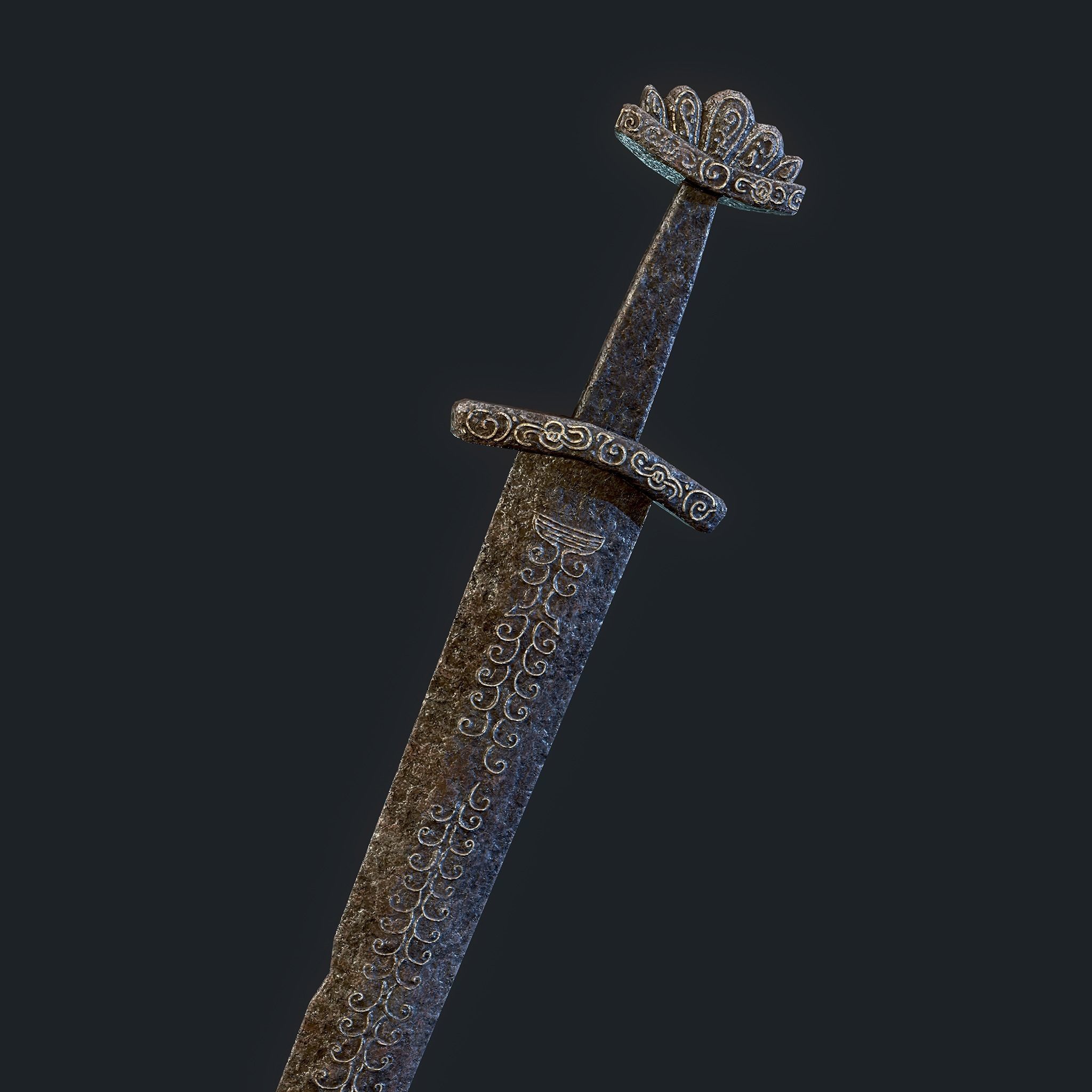 Viking Sword Inlaid Low-poly 3D model_2